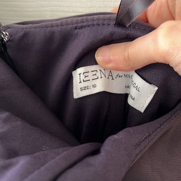 Ieena for Mac Duggal Foldover Off-the-Shoulder Slit Gown in Charcoal Size 10 - Picture 6 of 11